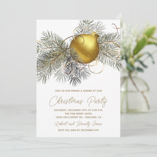 Kerstboom Ornament Party Invite (Staand voorkant)