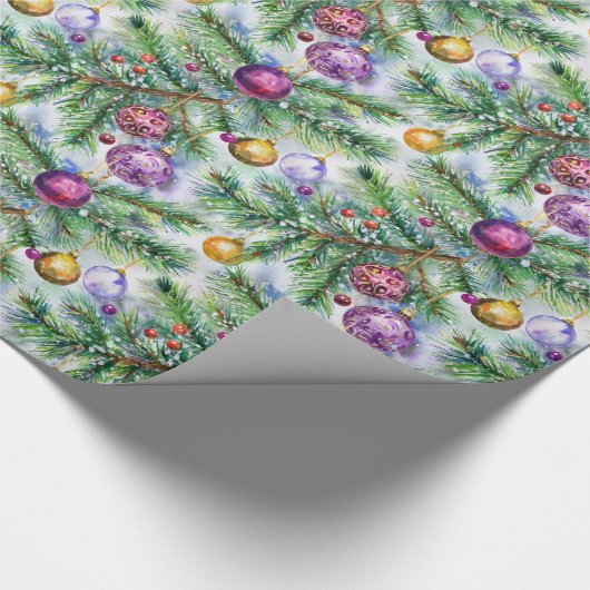 Kerstboom Ornamenten Cadeaupapier (Hoek)