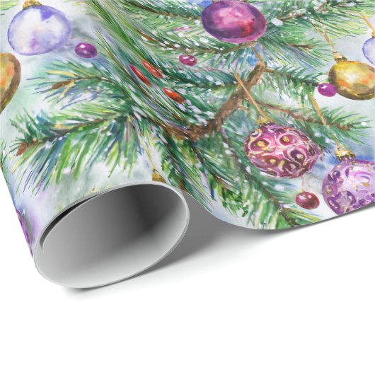 Kerstboom Ornamenten Cadeaupapier (Rol Hoek)