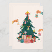 Kerstboom ornamenten decoratie feestdagenkaart (Voorkant / Achterkant)