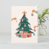 Kerstboom ornamenten decoratie feestdagenkaart (Staand voorkant)