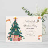 Kerstboom ornamenten decoratie kaart (Staand voorkant)