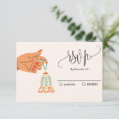 Kerstboom ornamenten decoratie RSVP kaartje (Staand voorkant)