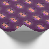 Kerstboom Ornamenten Perzik Paarse op Paarse Cadeaupapier (Hoek)