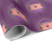 Kerstboom Ornamenten Perzik Paarse op Paarse Cadeaupapier (Rol Hoek)