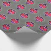 Kerstboom Ornamenten Roze Paarse op Zilver Cadeaupapier (Hoek)