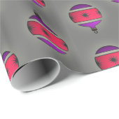 Kerstboom Ornamenten Roze Paarse op Zilver Cadeaupapier (Rol Hoek)