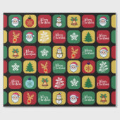 Kerstboom Ornamenten Sneeuwman Cadeaupapier (Vlak)