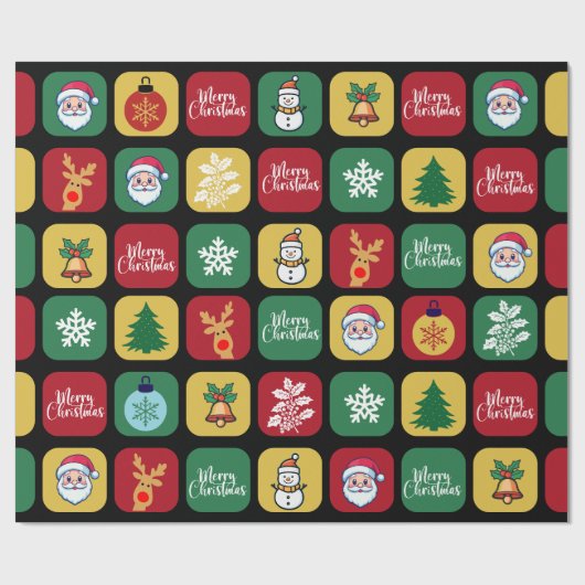 Kerstboom Ornamenten Sneeuwman Cadeaupapier (Vlak)