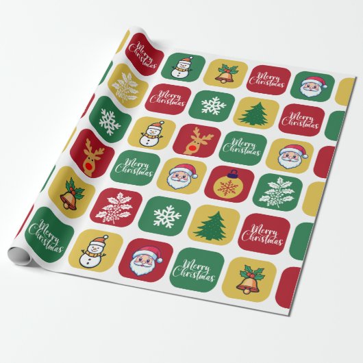 Kerstboom Ornamenten Sneeuwman Cadeaupapier (Uitgerold)