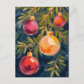 Kerstboom Ornamenten Waterverf Feestdagenkaart (Voorkant)