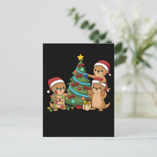 Kerstboom Otter Kinder kerstcadeau Zee Otter Briefkaart (Staand voorkant)