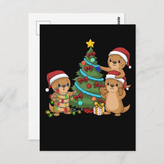 Kerstboom Otter Kinder kerstcadeau Zee Otter Briefkaart (Voorkant / Achterkant)