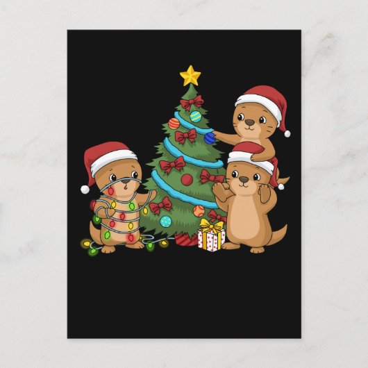 Kerstboom Otter Kinder kerstcadeau Zee Otter Briefkaart (Voorkant)