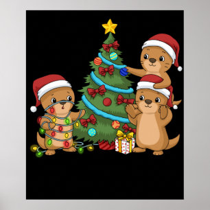 Kerstboom Otter Kinder kerstcadeau Zee Otter Poster