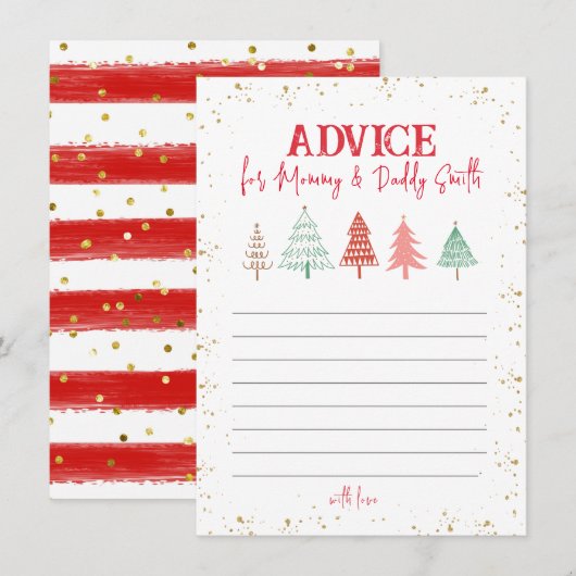 Kerstboom, Ouderadvies voor Baby showers Notitiekaartje (Voorkant / Achterkant)