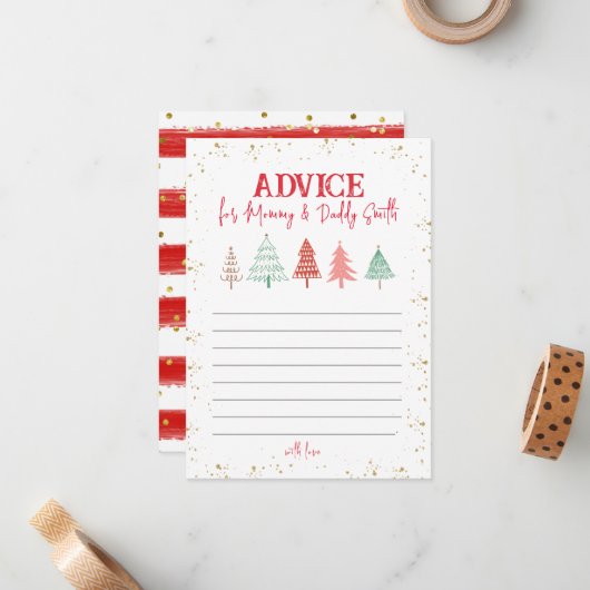 Kerstboom, Ouderadvies voor Baby showers Notitiekaartje (Voorkant / Achterkant in situ)