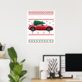 Kerstboom Oudetimer Auto Xmas Lelijke Trui Pull Poster (Thuiskantoor)