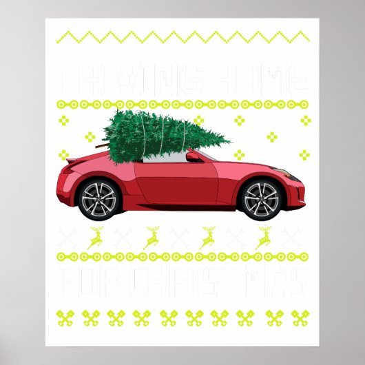Kerstboom Oudetimer Auto Xmas Lelijke Trui Pull Poster (Voorkant)
