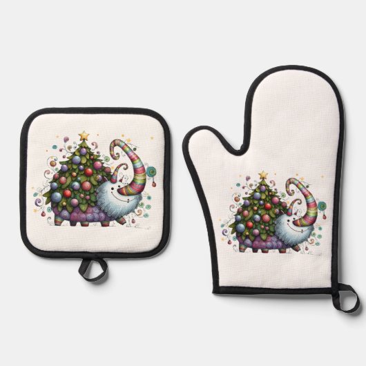 kerstboom ovenwant & pannenlap set (Voorkant)