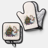 kerstboom ovenwant & pannenlap set (Voorkant / Achterkant)