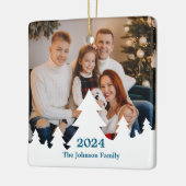 Kerstboom Overlay Familiefoto Custom 2024 Keramisch Ornament (Links)