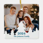 Kerstboom Overlay Familiefoto Custom 2024 Keramisch Ornament (Voorkant)