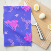 Kerstboom Paarse en roze theedoek (Quarter Fold)