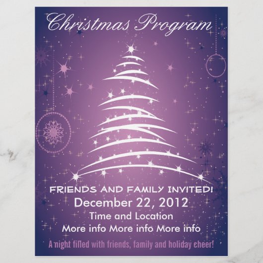 Kerstboom Paarse Kerstprogramma Flyer (Achterkant)