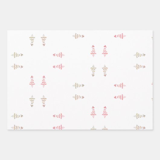 Kerstboom Paarse marinewitte goudmetaal Inpakpapier Vel (Voorkant 3)