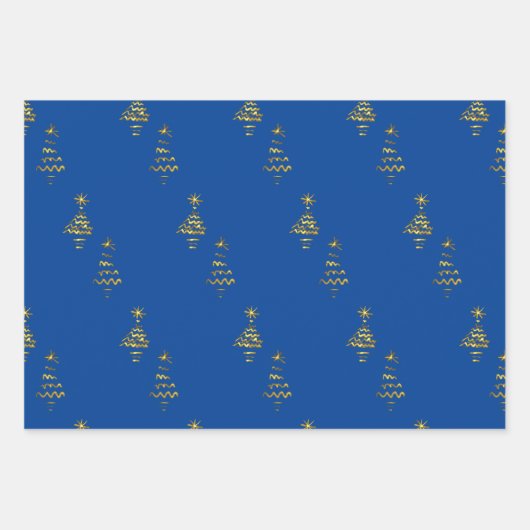 Kerstboom Paarse marinewitte goudmetaal Inpakpapier Vel (Voorkant 2)