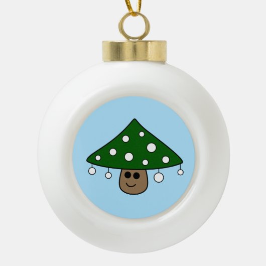 Kerstboom Paddestoel keramische bal Ornament (Voorkant)