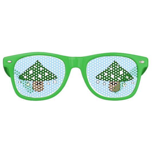 Kerstboom Paddestoel Party Shades Retro Zonnebril (Voorkant)
