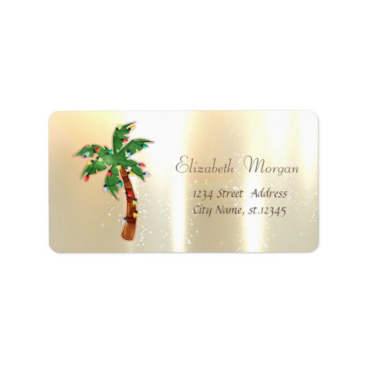Kerstboom Palm String Lichten Goud Etiket (Voorkant)