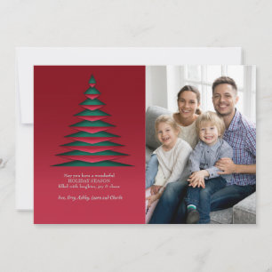 Kerstboom Papier Stijl Foto Wenskaart Feestdagenkaart