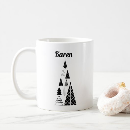 Kerstboom Pas getrouwd paar vriend minimalist Koffiemok (Met donut)