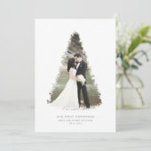 Kerstboom Pas getrouwd vakantie fotokaart Feestdagenkaart (Staand voorkant)
