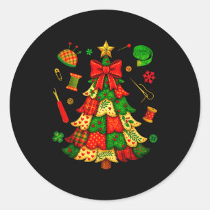 Kerstboom Patchwork Quilten Quilter Naaien L Ronde Sticker
