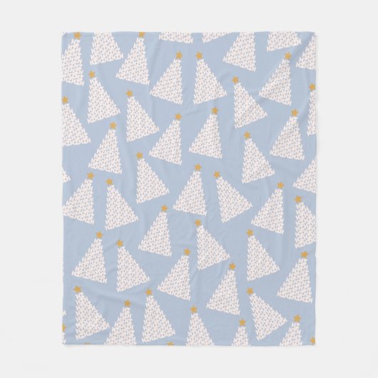 Kerstboom patroon blauw fleece deken (Voorkant)