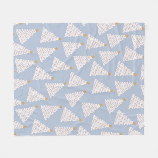 Kerstboom patroon blauw fleece deken (Voorkant (Horizontaal))