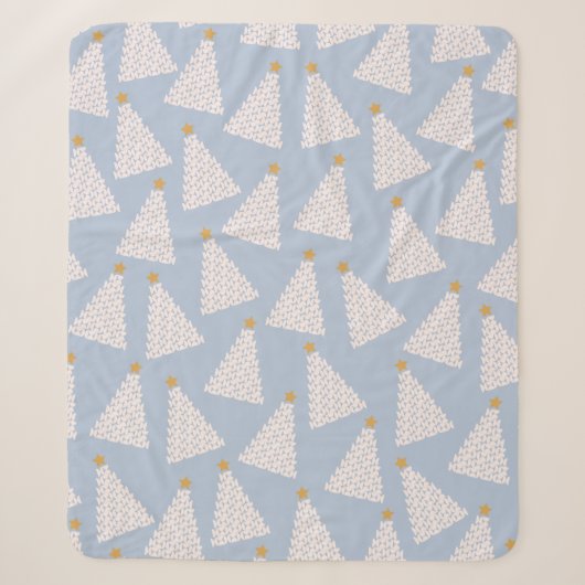 Kerstboom patroon blauw sherpa deken (Voorkant)