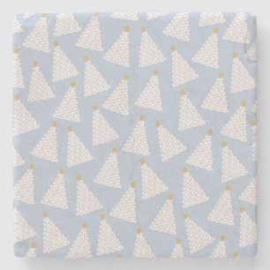 Kerstboom patroon blauw stenen onderzetter