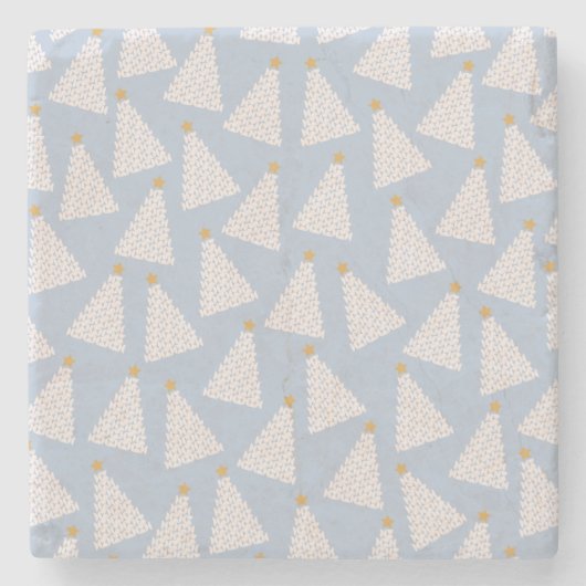 Kerstboom patroon blauw stenen onderzetter (Voorkant)