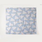 Kerstboom patroon blauw wandkleed (Voorkant (horizontaal))