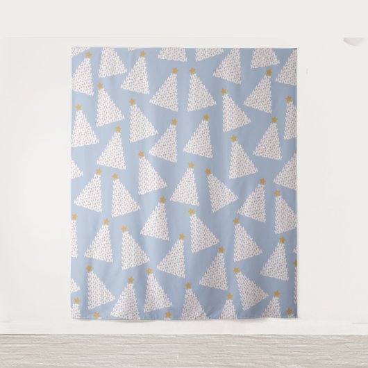 Kerstboom patroon blauw wandkleed (Voorkant)