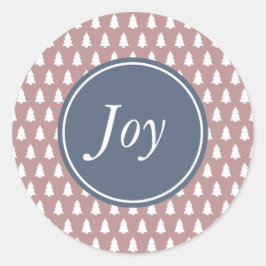 Kerstboom Patroon Blauw Wit Paars Roos Ronde Sticker