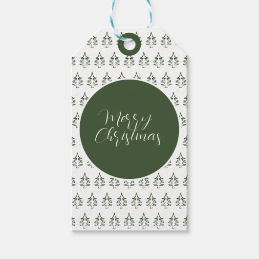 Kerstboom Patroon Dennengroen Cadeaulabel (Voorkant)