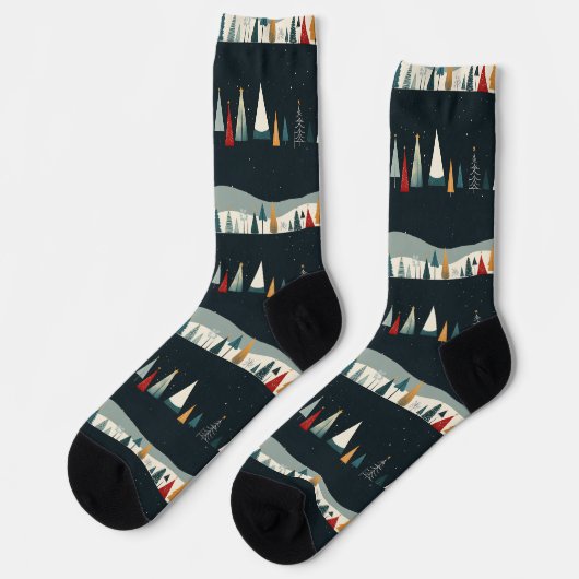 Kerstboom patroon donker sokken (Links)