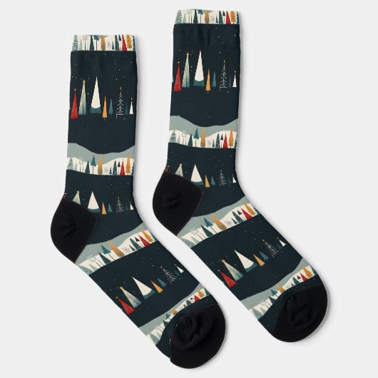 Kerstboom patroon donker sokken (Rechts)