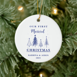 Kerstboom Patroon |Eerste getrouwde kerst Keramisch Ornament
